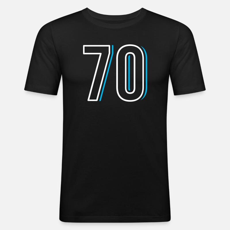 Nummer 70 - Siebzig - Männer Slim Fit T-Shirt - Schwarz