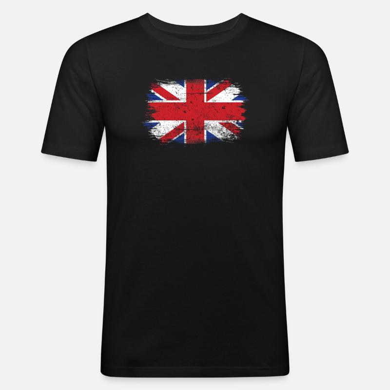 Pinselstrich Union Jack Flagge - Männer Slim Fit T-Shirt - Schwarz