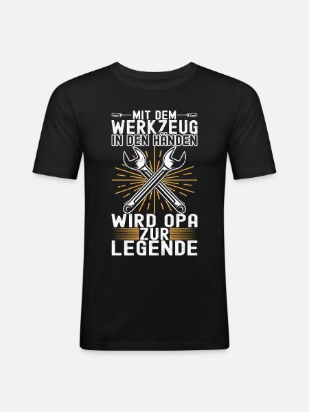 Opa Großvater - Männer Slim Fit T-Shirt - Schwarz