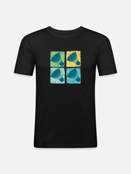 Badminton Shuttlecocks Pop Art - Men's Slim Fit T-Shirt - black