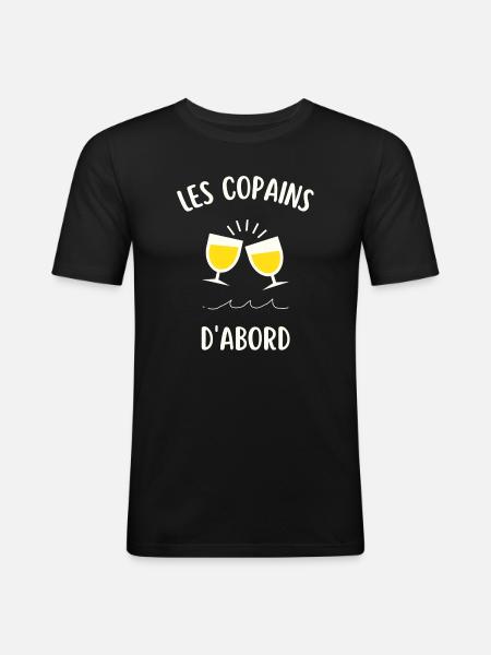 Les copains d'abord - T-shirt près du corps Homme - noir