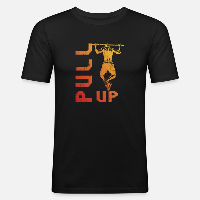 Gradient pull-up silhouette - Men's Slim Fit T-Shirt - black