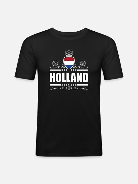 HOLLAND | Netherlands White Lineart - Men's Slim Fit T-Shirt - black