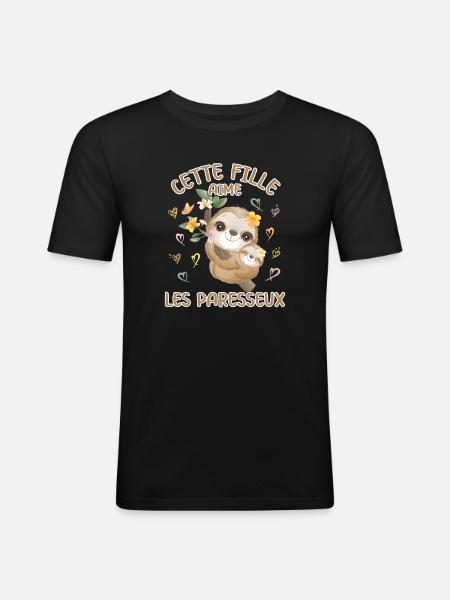 Dieses Mädchen Liebt Faultiere - Männer Slim Fit T-Shirt - Schwarz