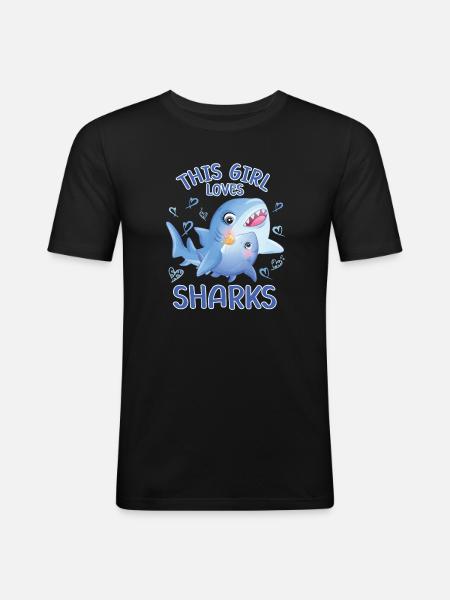 Cette fille aime les requins - T-shirt près du corps Homme - noir