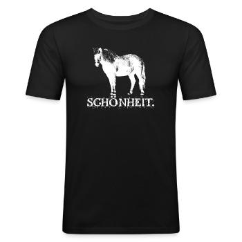Vintage Pferde Islandpferde Spruch Pferdenarr - Männer Slim Fit T-Shirt - Schwarz - Vorne - Nik (191cm)