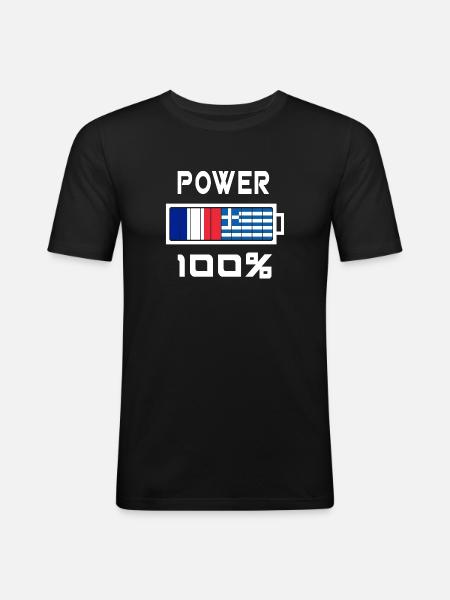 Greece and France feed 100% - Men's Slim Fit T-Shirt - black