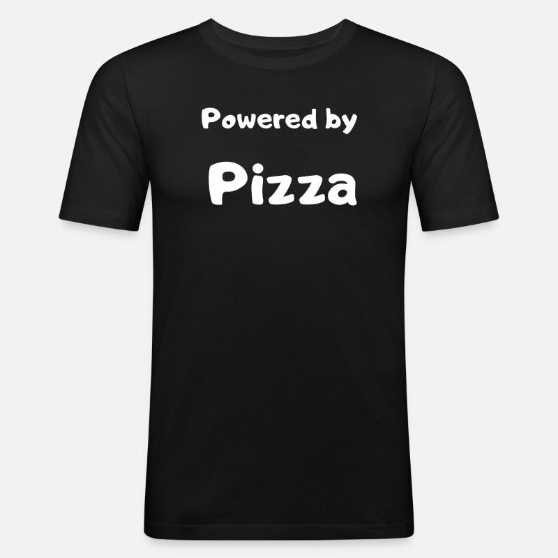Pizza-Design - Männer Slim Fit T-Shirt - Schwarz