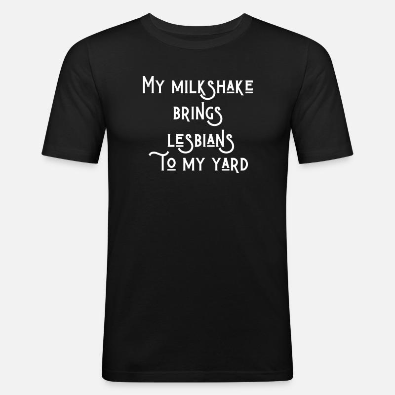 Funny lesbian text - Men's Slim Fit T-Shirt - black
