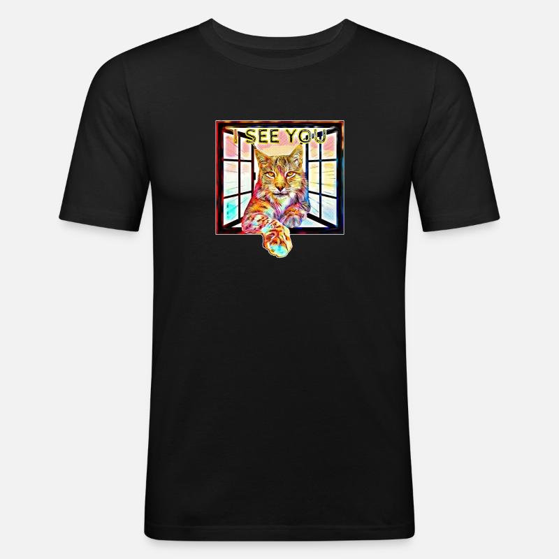 Der Luchs mit seinem Durchblick - Männer Slim Fit T-Shirt - Schwarz