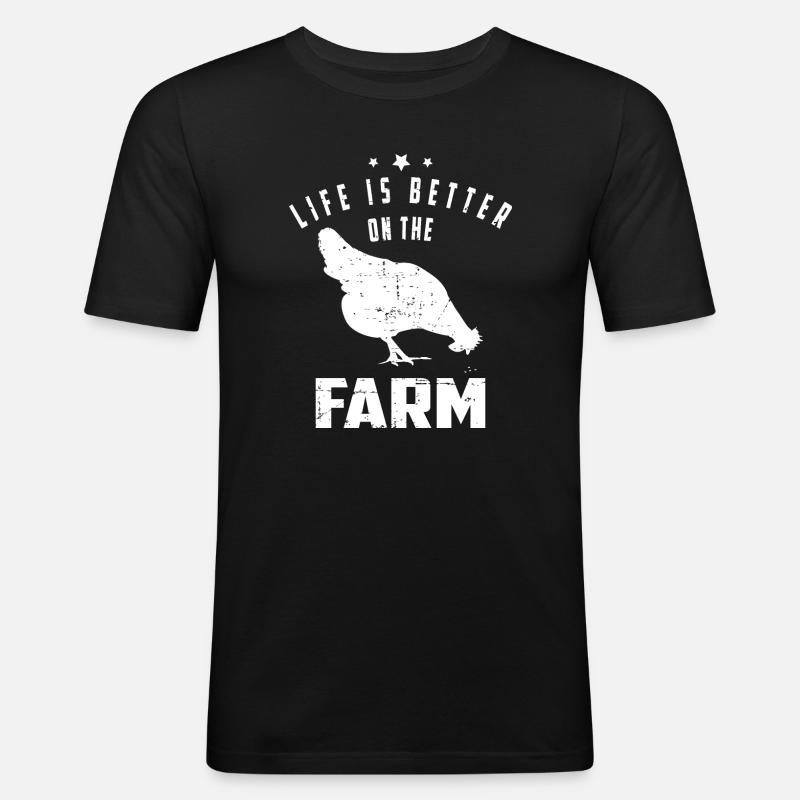 Bauernhof Leben - Männer Slim Fit T-Shirt - Schwarz