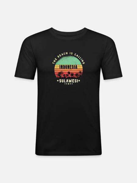 sulawesi indonesia beach design - Men's Slim Fit T-Shirt - black