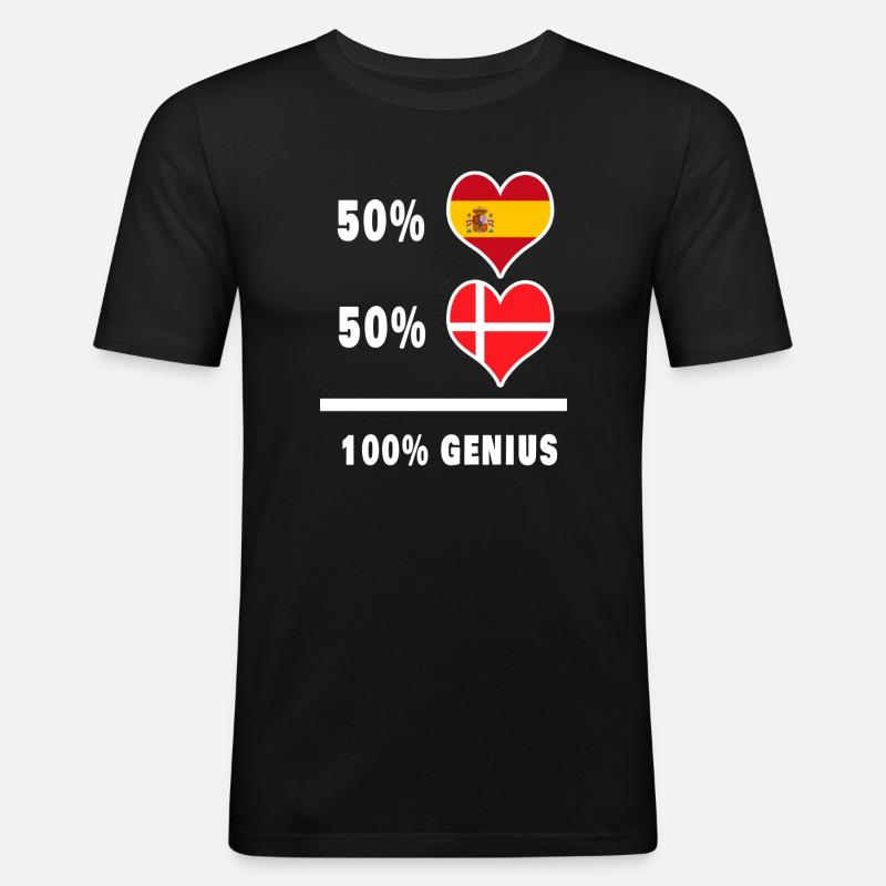 Dänemark und Spanien genial / Geschenk - Männer Slim Fit T-Shirt - Schwarz