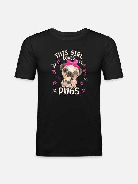 Dieses Maedchen Liebt Möpse - Männer Slim Fit T-Shirt - Schwarz