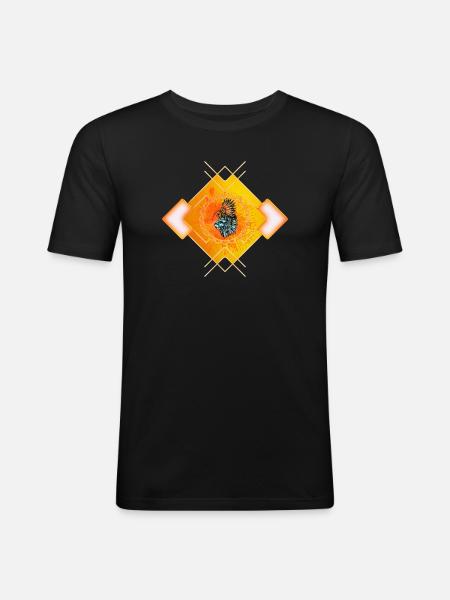 Awesome bird and fancy cat - Men's Slim Fit T-Shirt - black