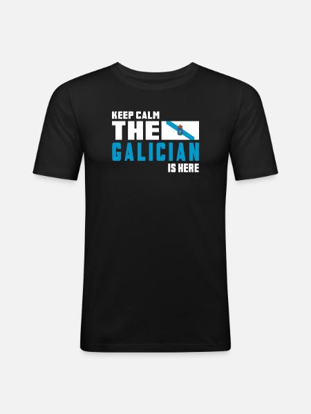 keep calm Galicia flags design - Men's Slim Fit T-Shirt - black