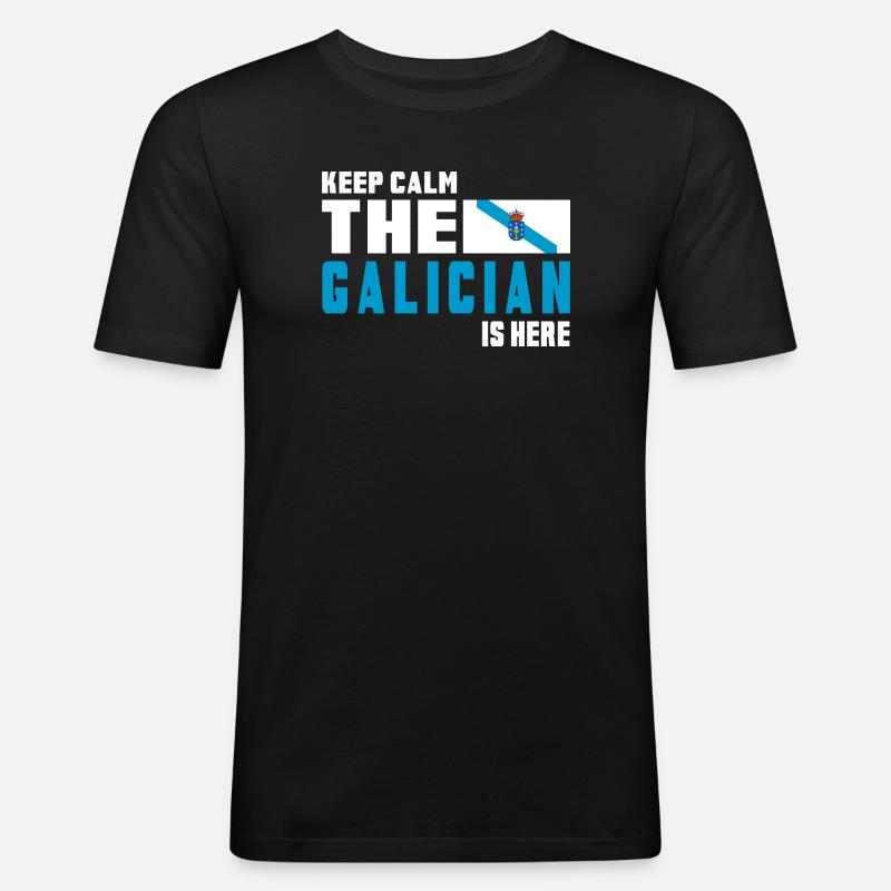 Drapeaux de Galice Keep Calm - T-shirt près du corps Homme - noir