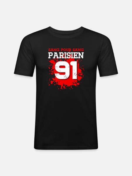 Sang Pour Sang Parisien - 91 - T-shirt près du corps Homme - noir