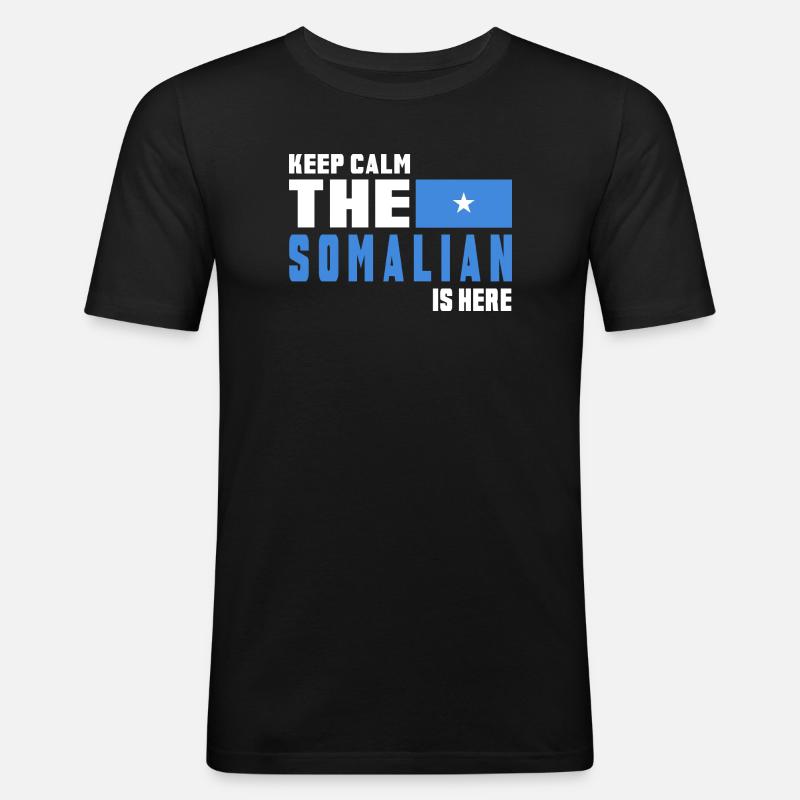 Keep Calm Somalia Flaggen Design - Männer Slim Fit T-Shirt - Schwarz