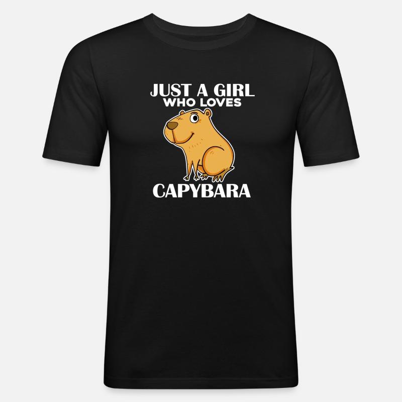 Capybara Mädchen Spruch - Männer Slim Fit T-Shirt - Schwarz