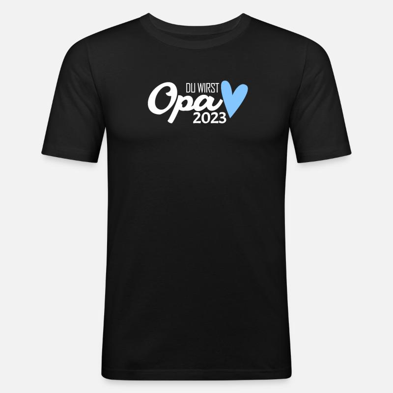 Opa 2023 loading - Männer Slim Fit T-Shirt - Schwarz