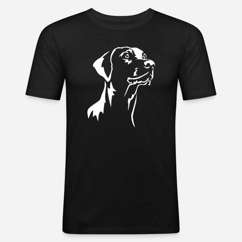 Dobermann Kopf "Black Edition" - Männer Slim Fit T-Shirt - Schwarz