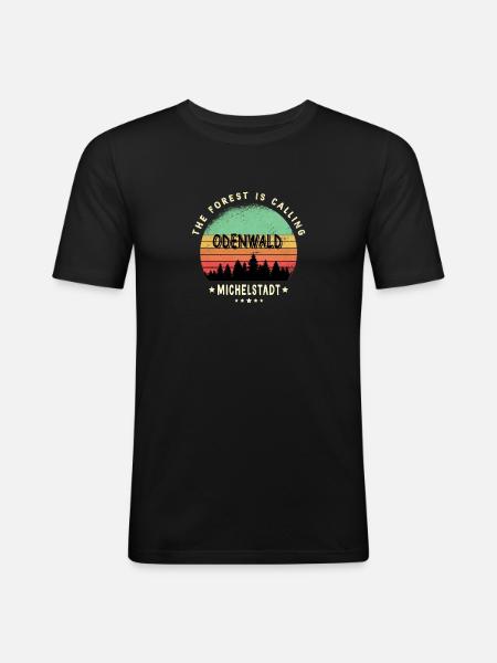 Michelstadt Odenwald Design - Männer Slim Fit T-Shirt - Schwarz