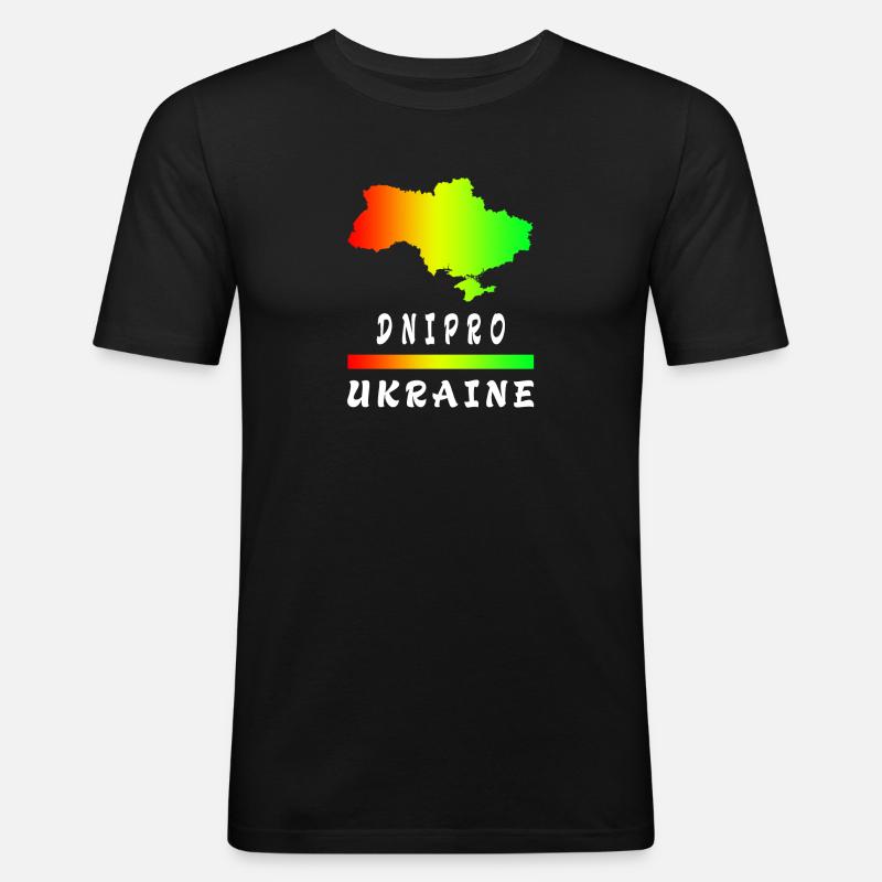 Dnipro Ukraine Regenbogen Design - Männer Slim Fit T-Shirt - Schwarz