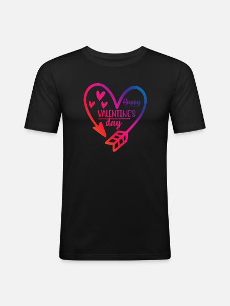 joyeux t-shirt Saint-Valentin Saint-Valentin - T-shirt près du corps Homme - noir