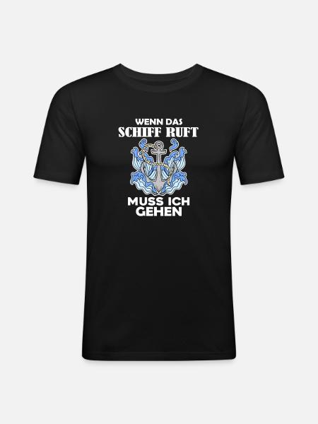 Schiff Schifffahrt - Männer Slim Fit T-Shirt - Schwarz