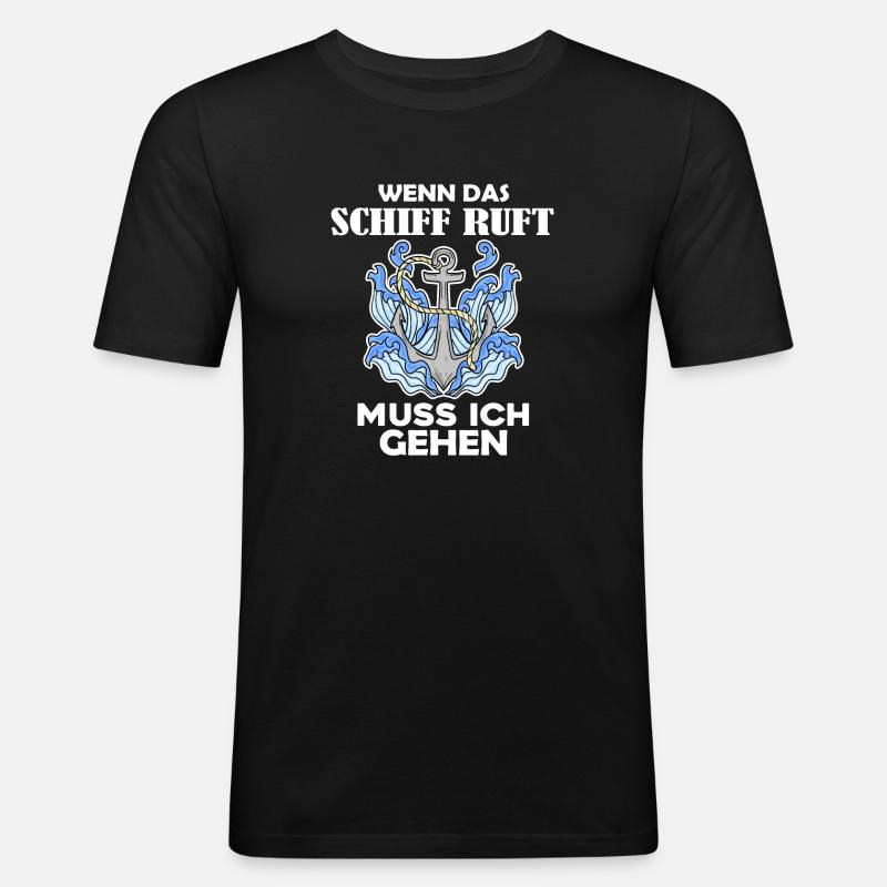 Schiff Schifffahrt - Männer Slim Fit T-Shirt - Schwarz