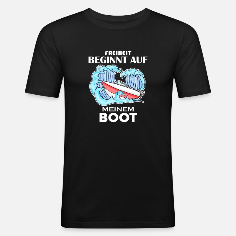 Motorboot Kapitän Boot Geschenk - Männer Slim Fit T-Shirt - Schwarz