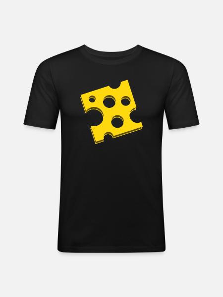 Käse Cheese - Männer Slim Fit T-Shirt - Schwarz