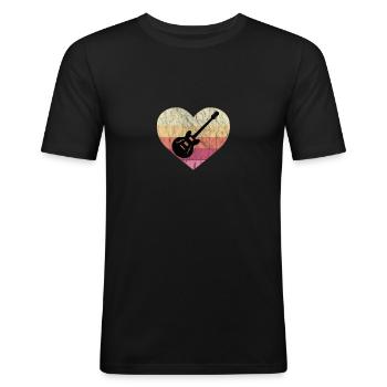 Guitariste aime jouer de la guitare blues - T-shirt près du corps Homme - noir - Devant - Nik (191cm)