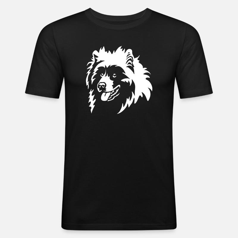 Samojede Kopf "Black Edition" - Männer Slim Fit T-Shirt - Schwarz