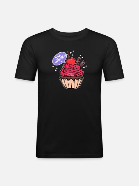 Süßigkeiten Statement Backen Cupcake Naschen - Männer Slim Fit T-Shirt - Schwarz