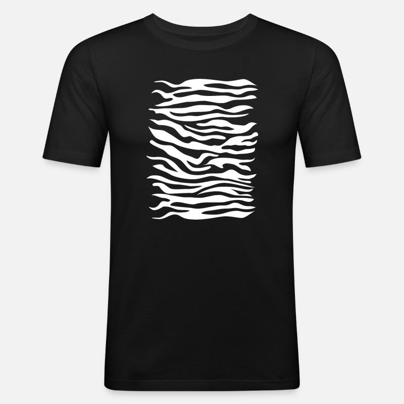 Zebra Muster weiss - Männer Slim Fit T-Shirt - Schwarz