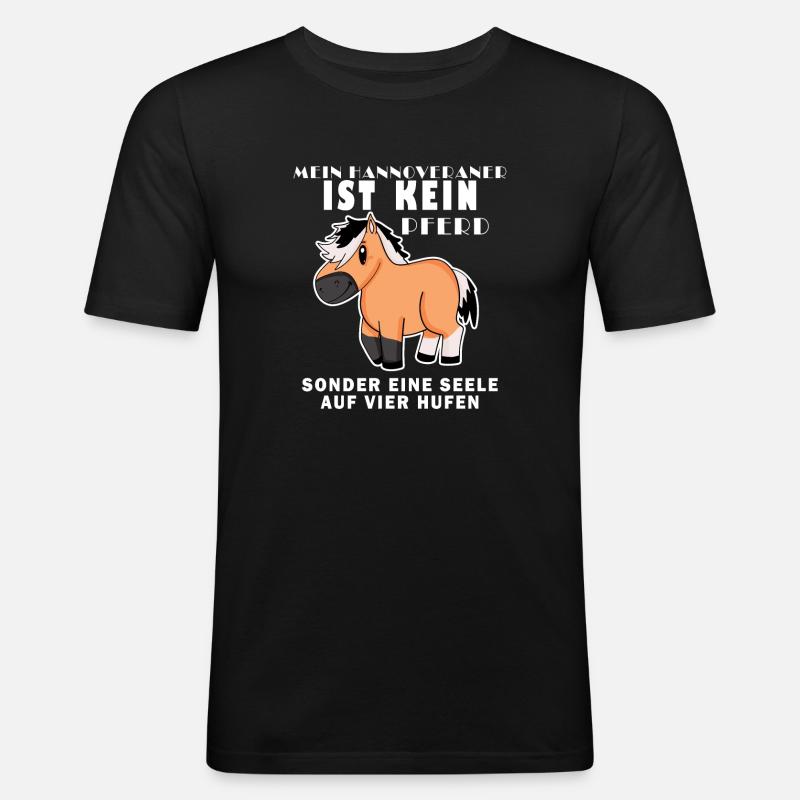 Hannoveraner Pferd Hauspferd - Männer Slim Fit T-Shirt - Schwarz