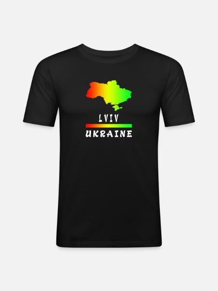 Lviv Ukraine rainbow design - Men's Slim Fit T-Shirt - black