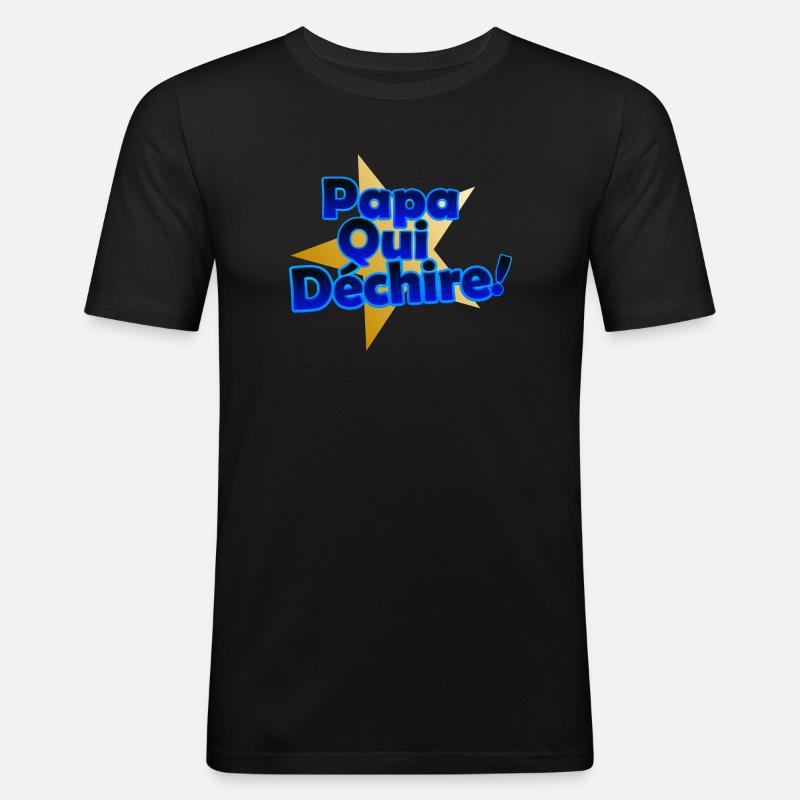 Papa Qui Déchire en Éclats - T-shirt près du corps Homme - noir