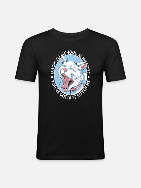 School Dog Circle Logo - Men's Slim Fit T-Shirt - black