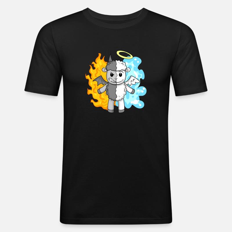Sheep - Angels and Devils - Men's Slim Fit T-Shirt - black