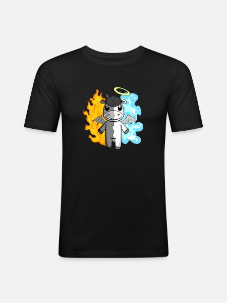 Esel - Engel und Teufel - Männer Slim Fit T-Shirt - Schwarz
