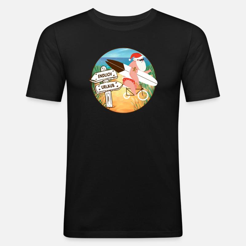 Weihnachtsmann macht Urlaub - Männer Slim Fit T-Shirt - Schwarz
