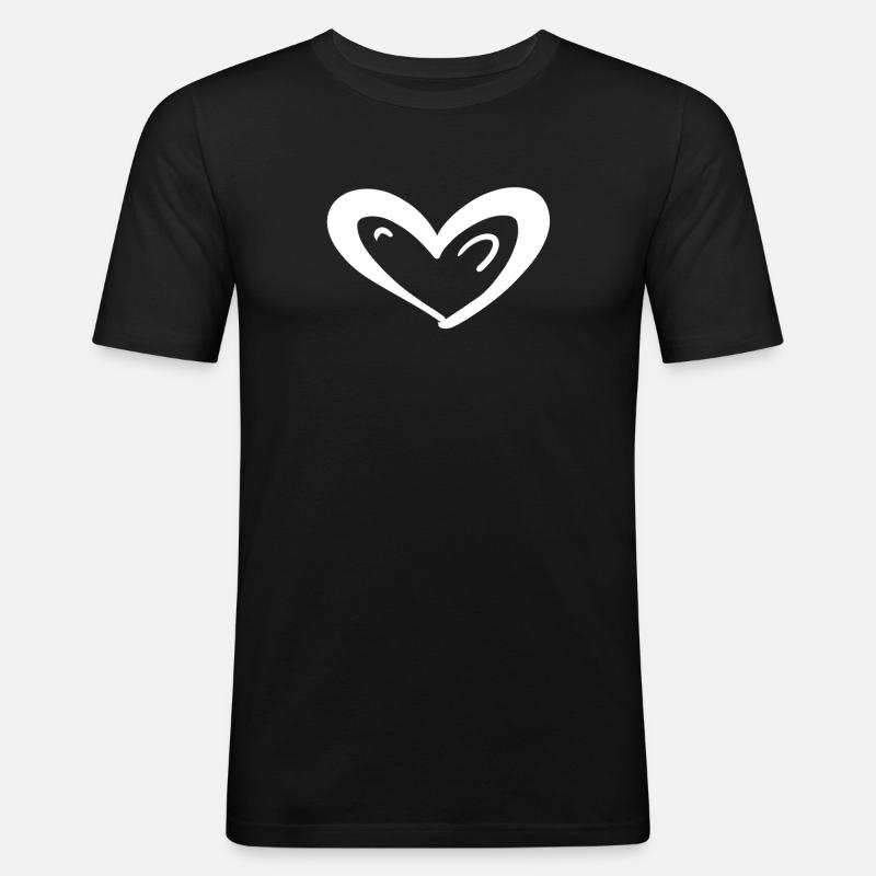 Herz Symbol Liebe - Männer Slim Fit T-Shirt - Schwarz
