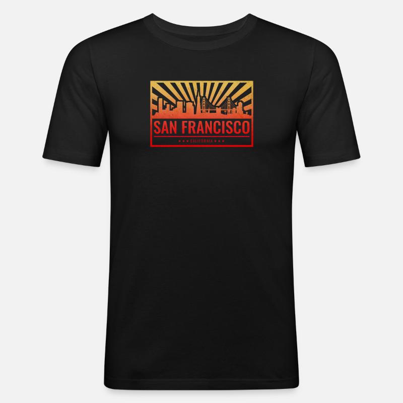 San Francisco Skyline Gradient - Männer Slim Fit T-Shirt - Schwarz