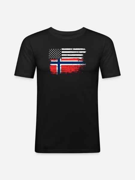 Grunge USA Norway Flag Mash - Men's Slim Fit T-Shirt - black