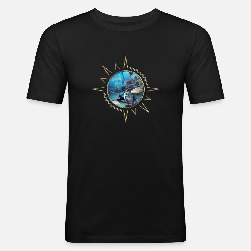 Wunderbare Meerjungfrau mit Quallen - Männer Slim Fit T-Shirt - Schwarz