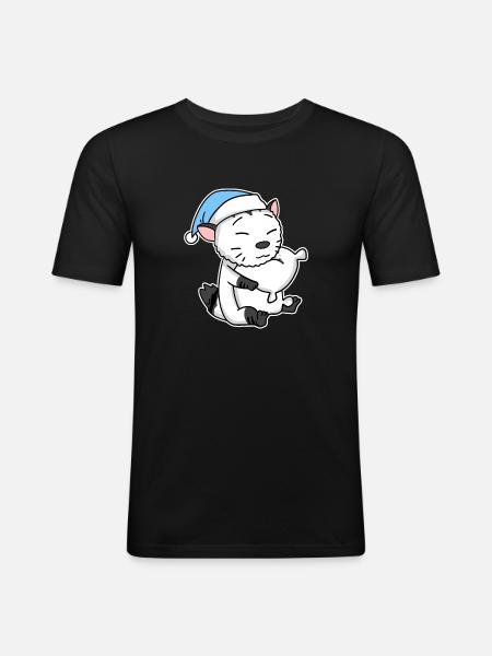 Chat race American Bobtail - T-shirt près du corps Homme - noir