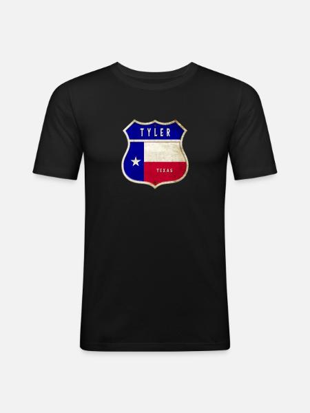 Tyler Texas crest flags design - Men's Slim Fit T-Shirt - black